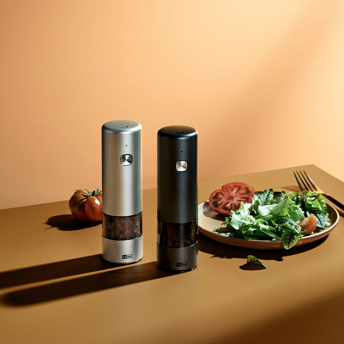 i.Mill rechargeable electric salt and pepper mill - dark and light grey