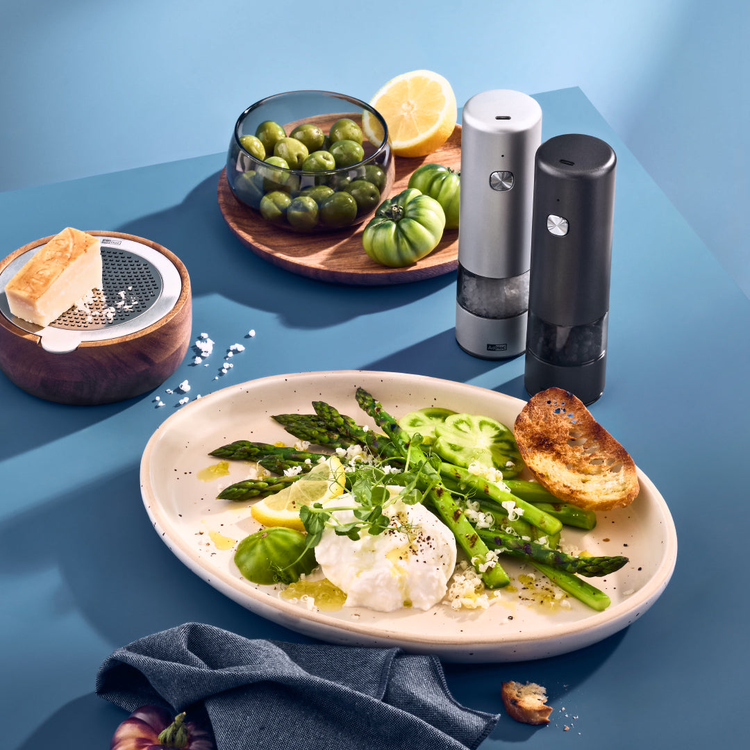 i.Mill rechargeable electric salt and pepper mill - dark and light grey